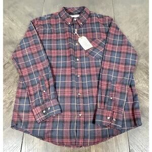New Cloudveil Mountainworks Flannel Shirt L Navy Red Plaid Long Sleeve NWT